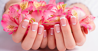 Natural dipping powder manicure at Bliss Beauty Bar Lockport NY