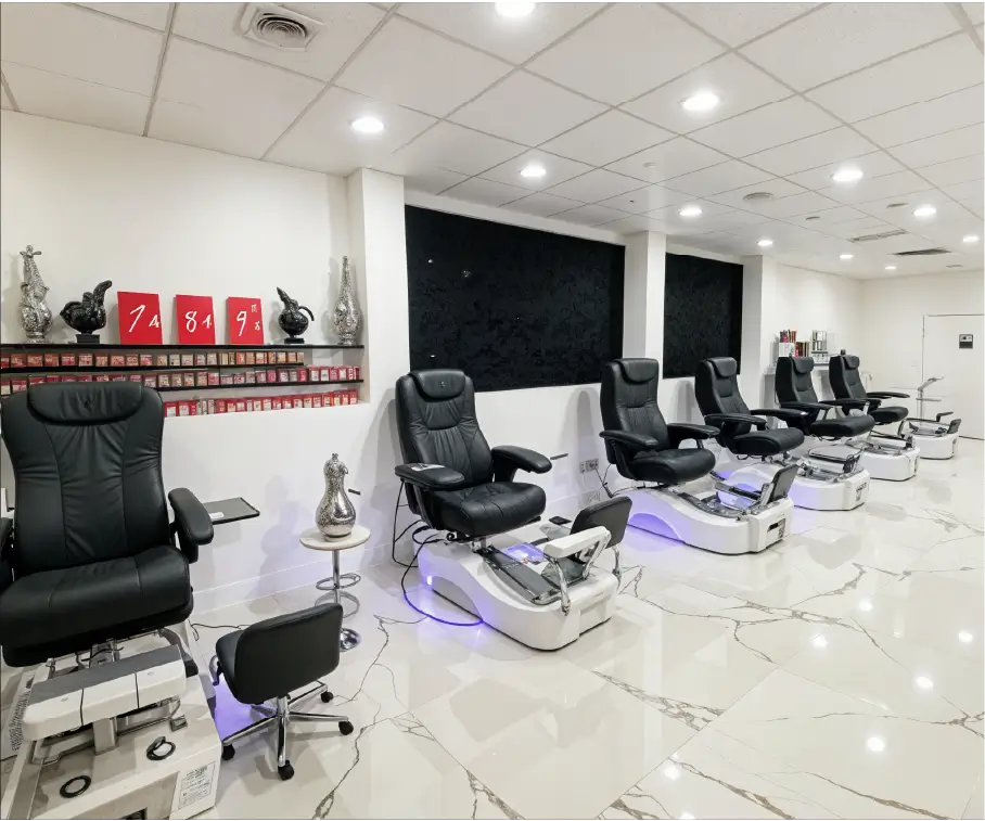 Nail salon interior at Bliss Beauty Bar Lockport NY